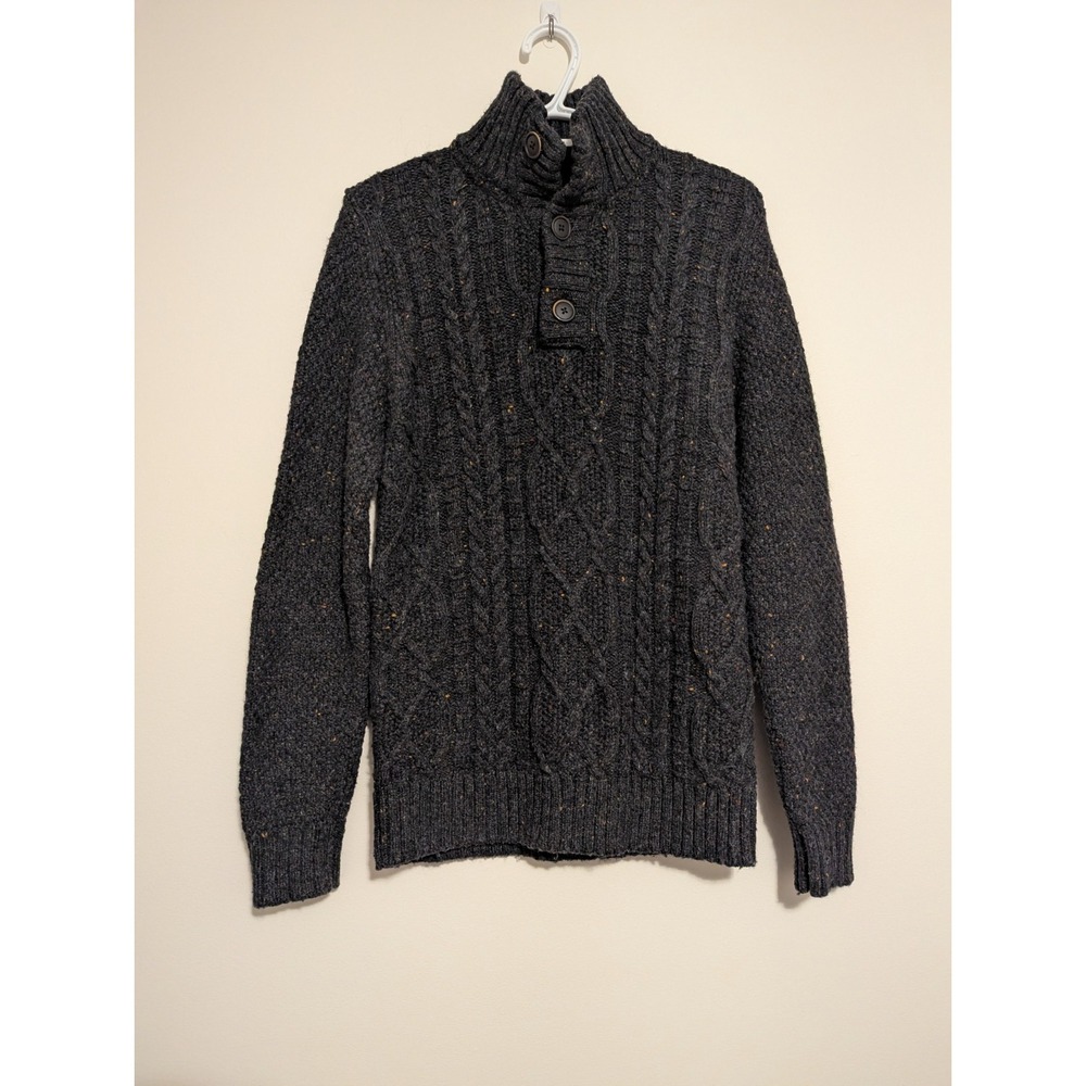 Fat Face Men's Chunky Knit Heavyweight Fisherman Pull Over Sweater Wool Blend XS